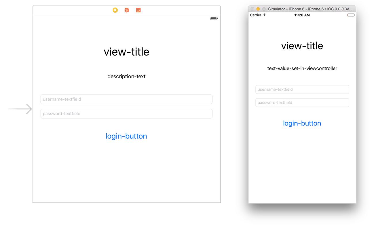The example-app in Simulator Printscreen Xcode and Simulator