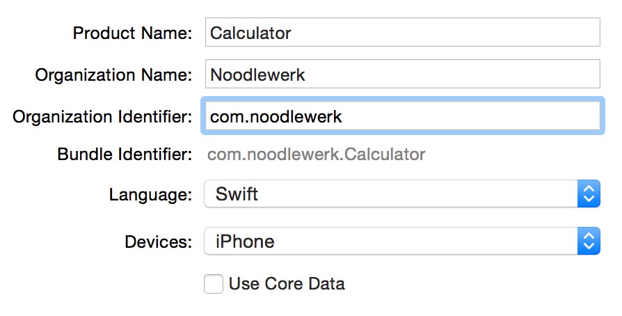 Xcode project options